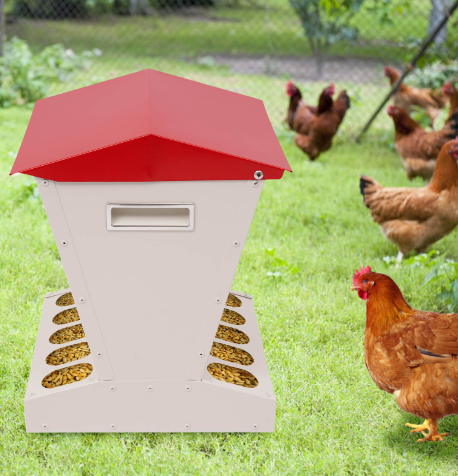 Mangeoire poule métal 5 postes avec toit - TremieMax