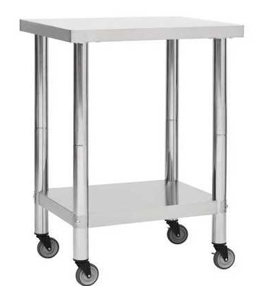 Table de travail inox roulante 1000 × 800 mm